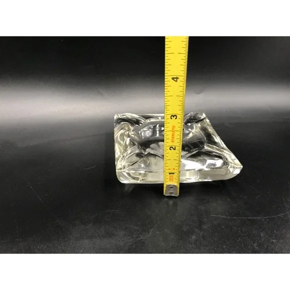 WJ Hughes Cornflower Etched Glass Ashtray 1960s Clear Vintage - Picture 3 of 6